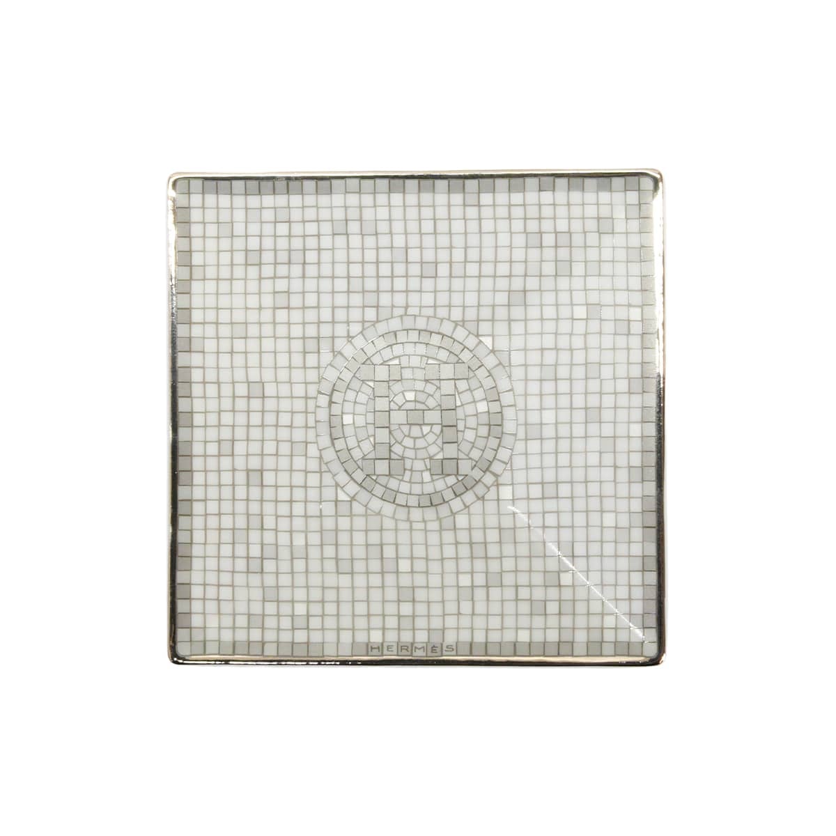 【渋谷並木橋店】HERMES エルメス 皿 プチカレ No1 モザイク 24 皿 7cm プラチナ ポーセリン(陶器) 新品