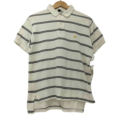 90s USA製 GOLDEN FLEECE 金羊 刺繍 鹿の子 ピケ ボーダー ポロシャツ【1142574664093】