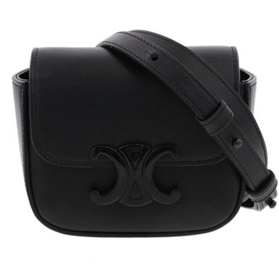 【再値下げ】CELINE セリーヌ ミニ クロード トリオンフ ショルダーバッグ 10I513 レザー ブラック ソーブラック レディース【中古】