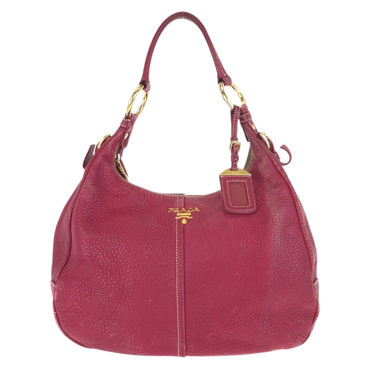 PRADA プラダ ヴィッテロダイノ ホーボー ピンク ゴールド金具 レザー ショルダーバッグ ハンドバッグ 602573 【中古】