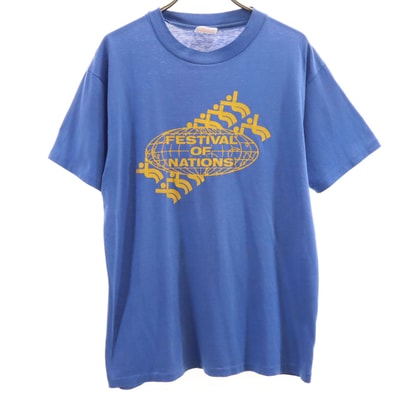 Hanes ヘインズ 80s ヴィンテージ 半袖 シングルステッチ Tシャツ L ブルー