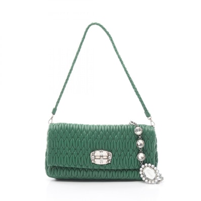 ミュウ ミュウ Miu Miu マテラッセ クリスタル クラッチ ショルダーバッグ ショルダーバッグ バッグ レザー レディース グリーン系 5BD233 【中古】