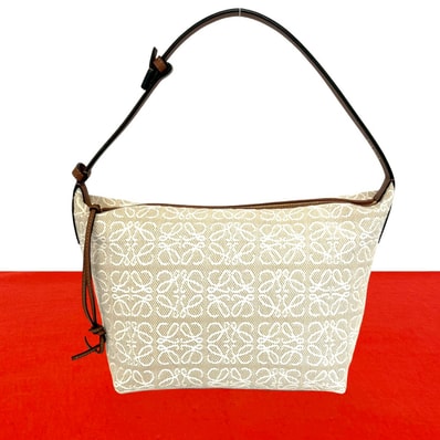 LOEWE ロエベ キュービィバッグ アナグラム キャンバス レザー ハンドバッグ ベージュ
89647