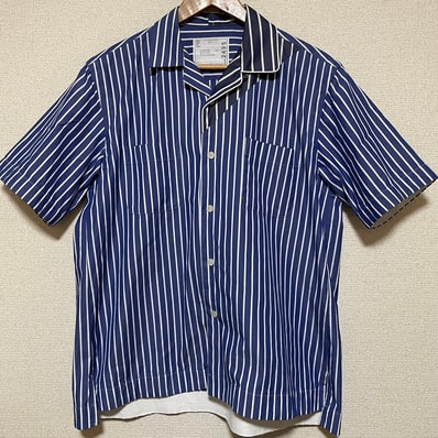 sacai サカイ 21SS cotton poplin shirt ストライプ 半袖シャツ