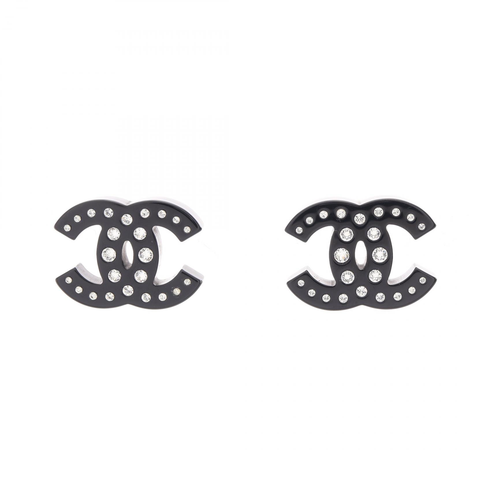 シャネル CHANEL ココマーク ピアス ジュエリー プラスチック / ラインストーン レディース ブラック系 【中古】