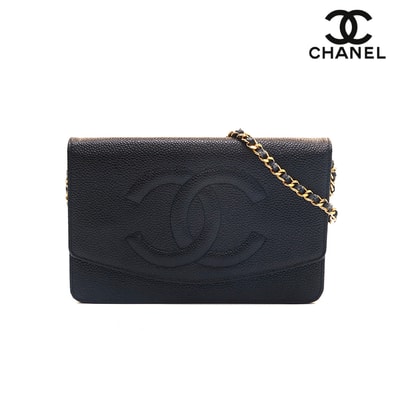 シャネル CHANEL キャビア スキン ココマーク チェーンウォレット ショルダーバッグ【中古】