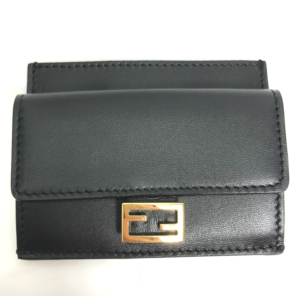 フェンディ FENDI バゲット カードホルダー 8M0423 小銭入れ 財布 コインケース レザー ブラック