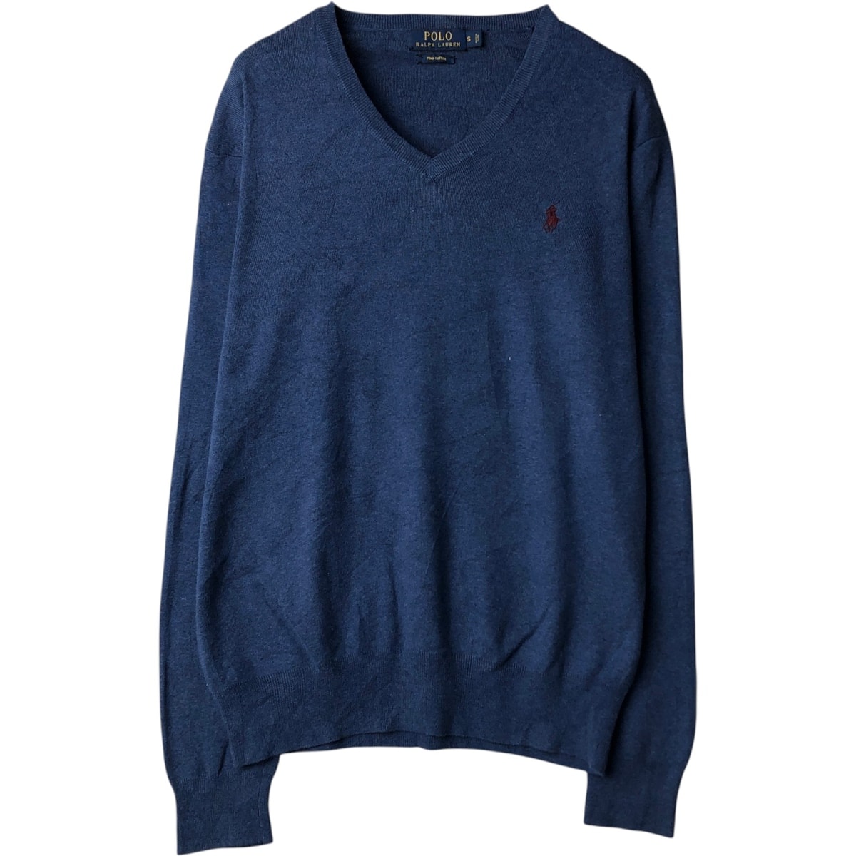 古着 ラルフローレン Ralph Lauren POLO RALPH LAUREN Vネック ピマコットンニットセーター メンズS相当/eaa637241