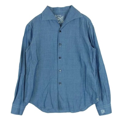 GIORGIO ARMANI ジョルジオアルマーニ 長袖シャツ オープンカラー 長袖 シャツ ブルー系 サイズ表記なし【中古】