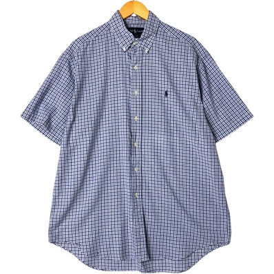 古着 ラルフローレン Ralph Lauren BLAKE 半袖 ボタンダウン チェックシャツ メンズL相当/eaa557781