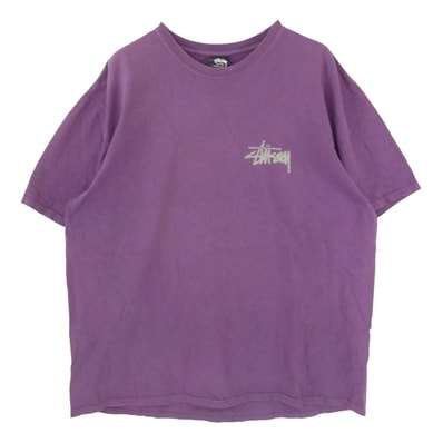 STUSSY ステューシー Old Phone Tee Pigment Dyed ピグメントダイ オールドフォン プリント Tシャツ 半袖カットソー パープル系 XL【中古】
