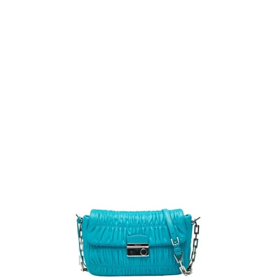 プラダ ナッパゴーフル チェーン ショルダーバッグ BT0939 ブルー レザー レディース PRADA 【中古】