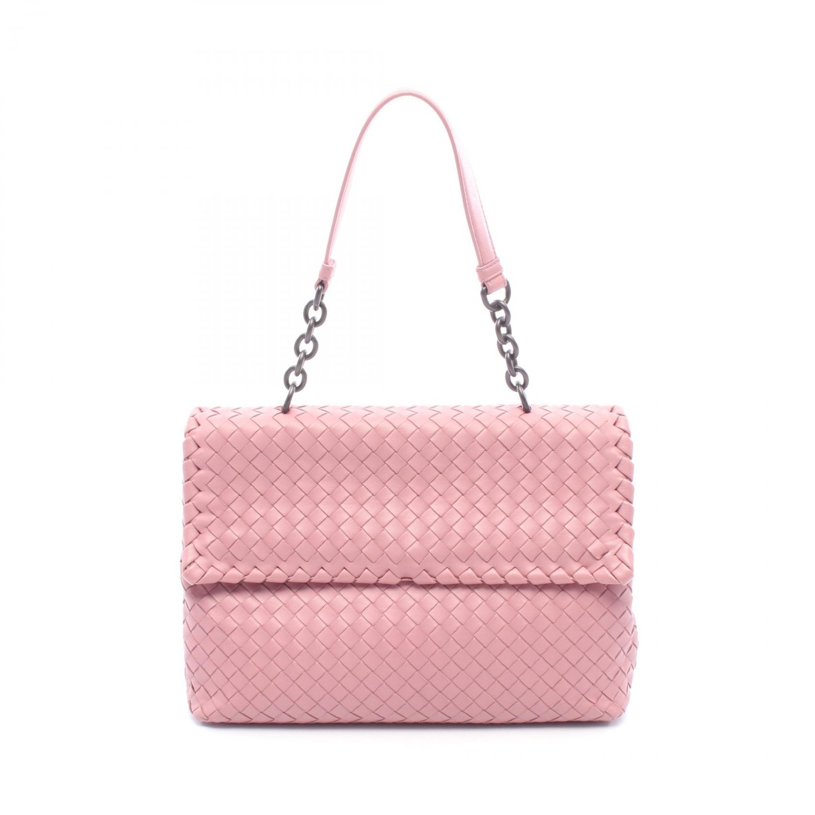 ボッテガヴェネタ BOTTEGA VENETA イントレチャート ショルダーバッグ バッグ ラムスキン(羊革) レディース ピンク系 【中古】