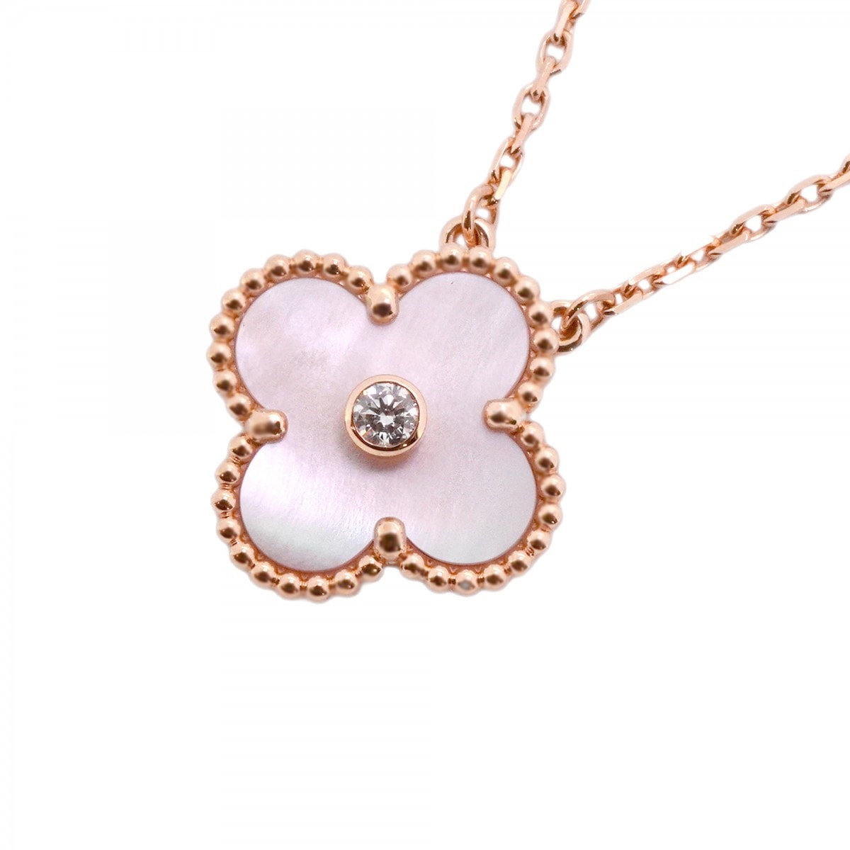 【6jdb0422-15】ヴァンクリーフ&アーペル ネックレス ヴィンテージ アルハンブラ クリスマス限定 1PD K18PG ピンクゴールド ダイヤモンド ピンクマザーオブパール【中古】レディース