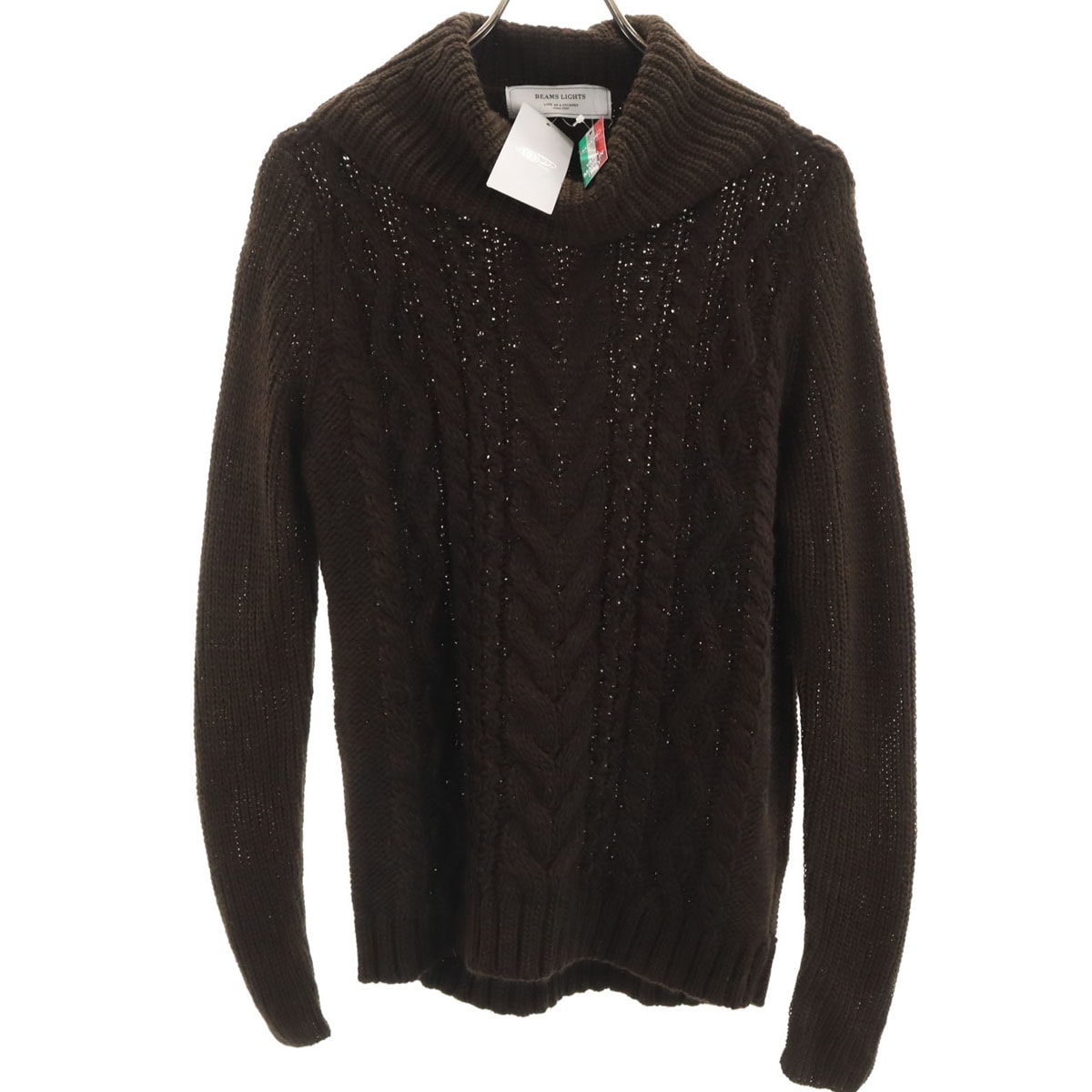 未使用 BEAMS LIGHTS ビームスライツ 長袖 ケーブル片畦編み セーター 38 ブラウン ニット
