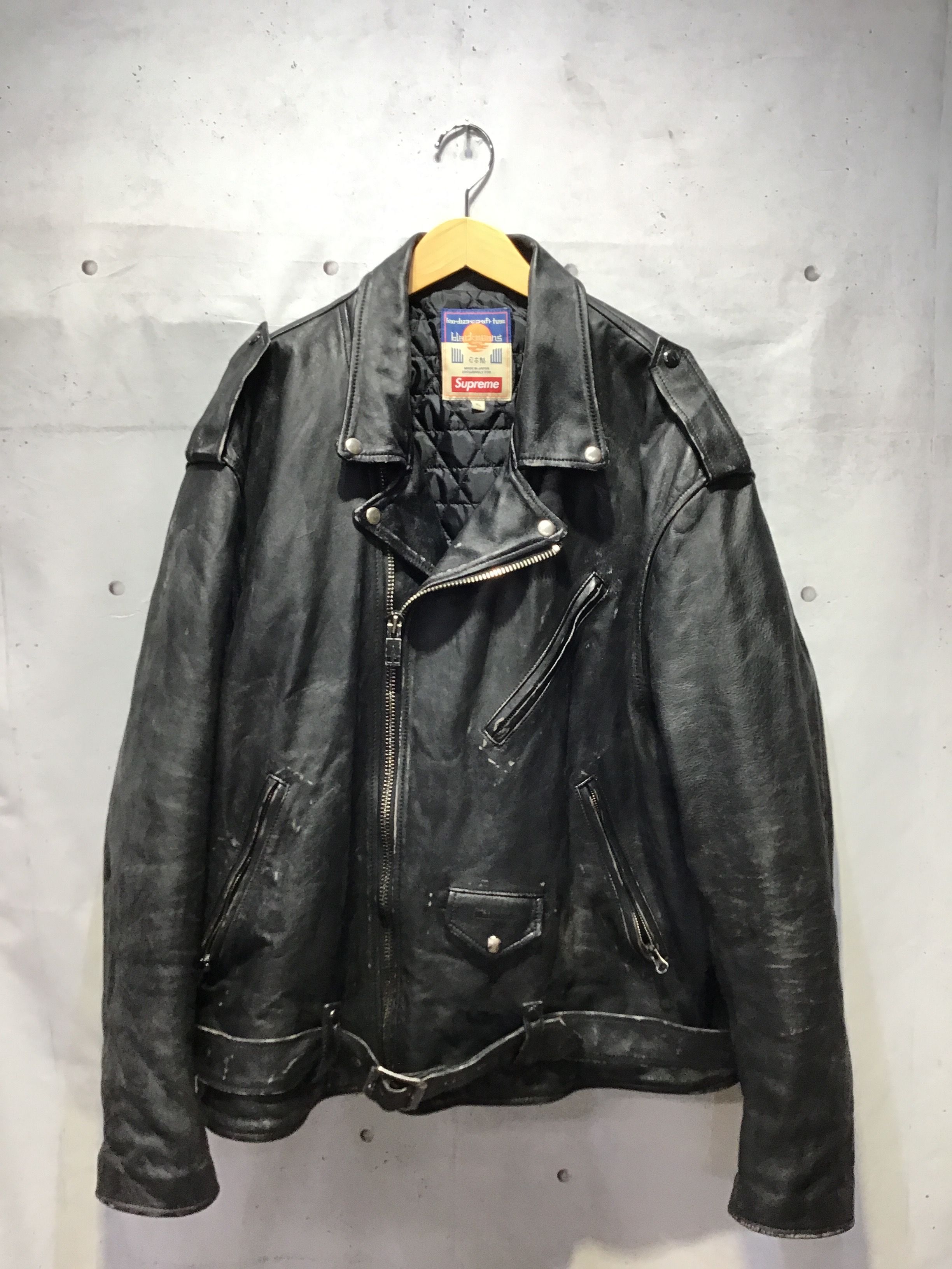 Supreme / Blackmeans Painted Leather Motorcycle Jacket "Black"