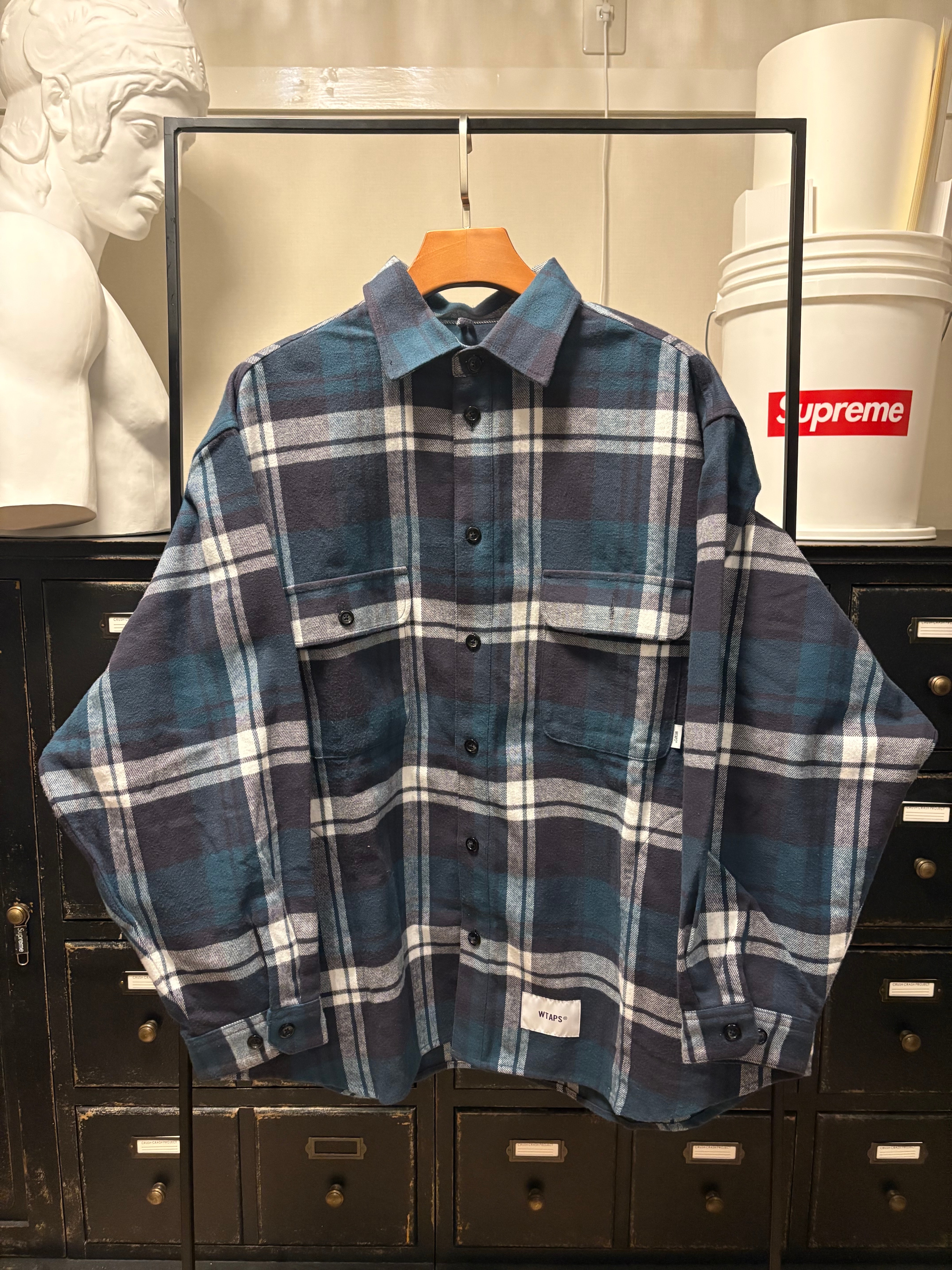 Wtaps WCPO 01 / LS / Cotton. Flannel. Textile "Green"