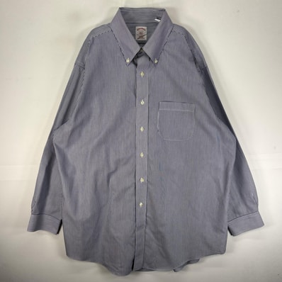 古着 ブルックスブラザーズ Brooks Brothers 長袖シャツ ボタンダウン XL ネイビー系 ストライプ メンズ