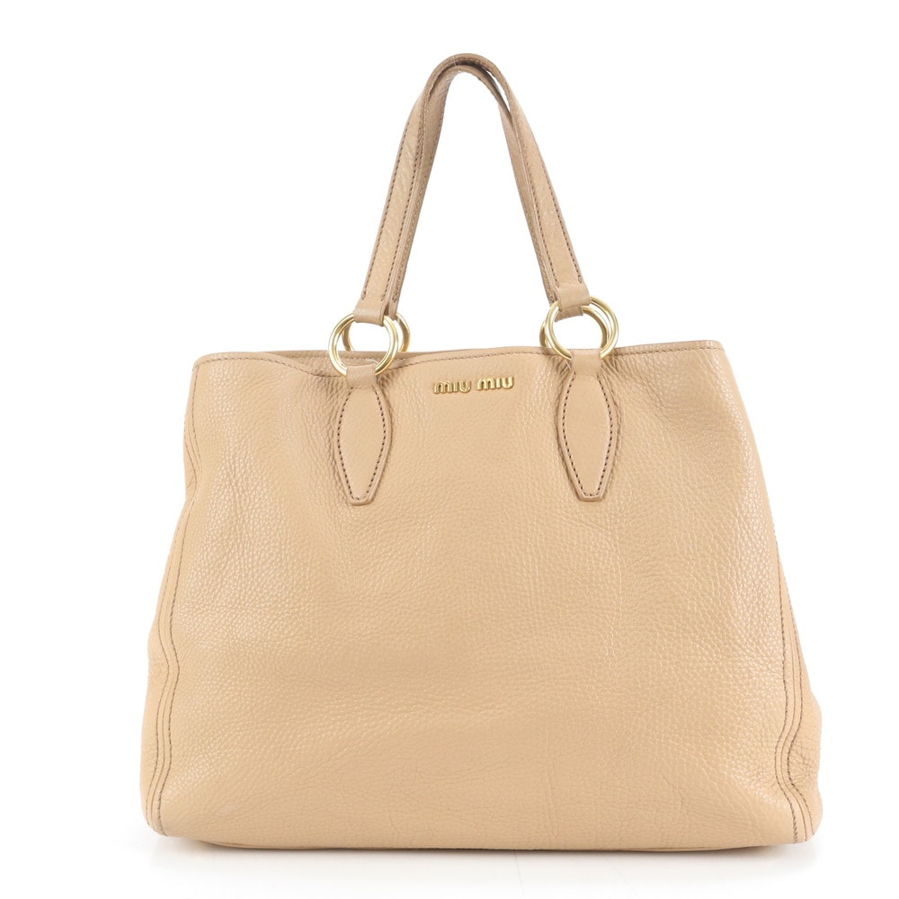 ■美品 ミュウミュウ ヴィッテロカリブ ベージュトート バッグ レザー