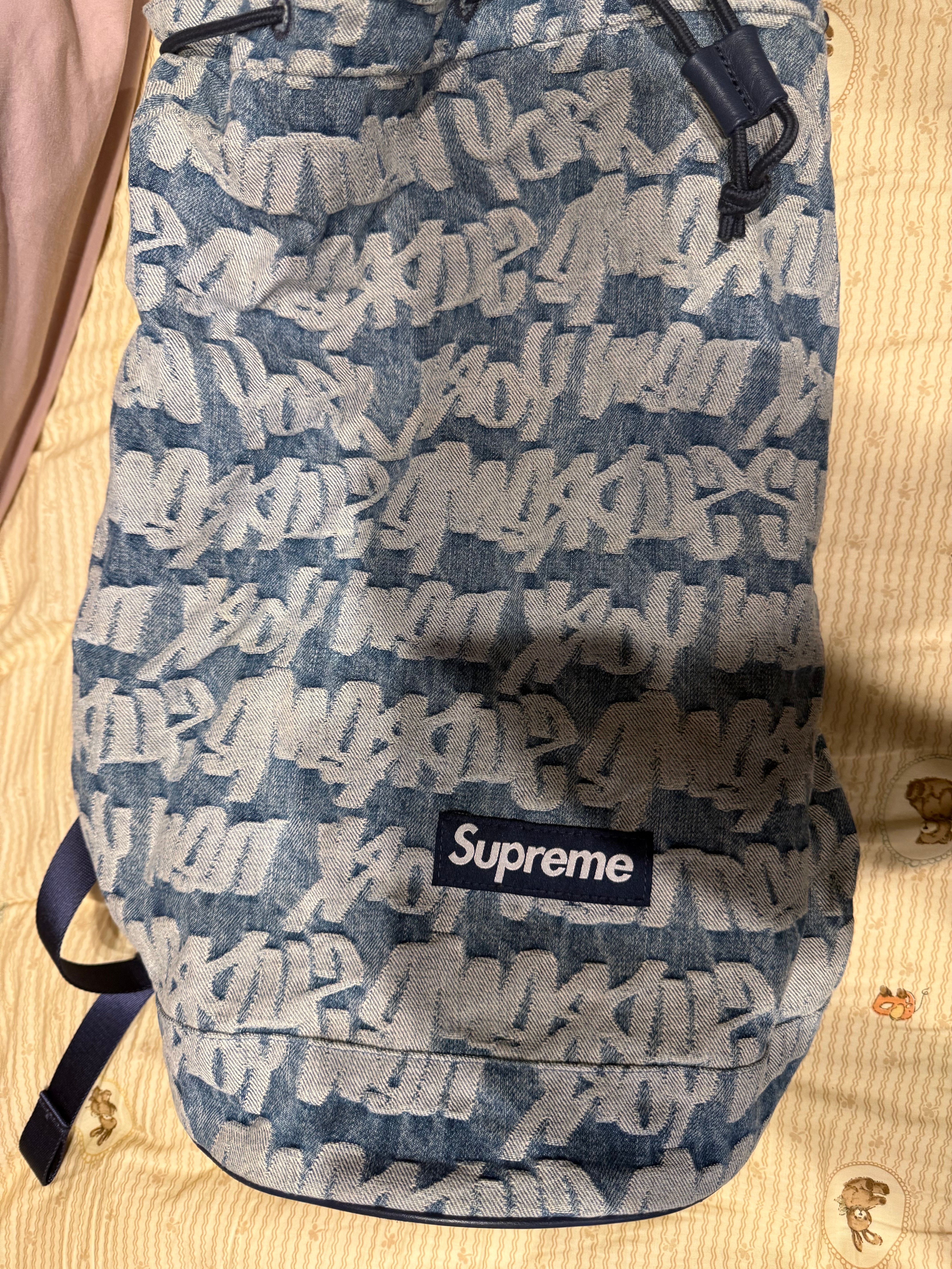 Supreme Fat Tip Jacquard Denim Backpack "Blue"