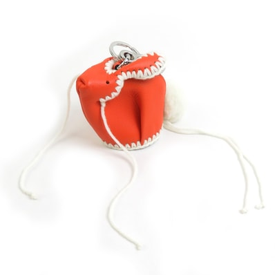 ロエベ LOEWE チャーム ラビット ウサギ レザー オレンジ ユニセックス【中古】 r10391a