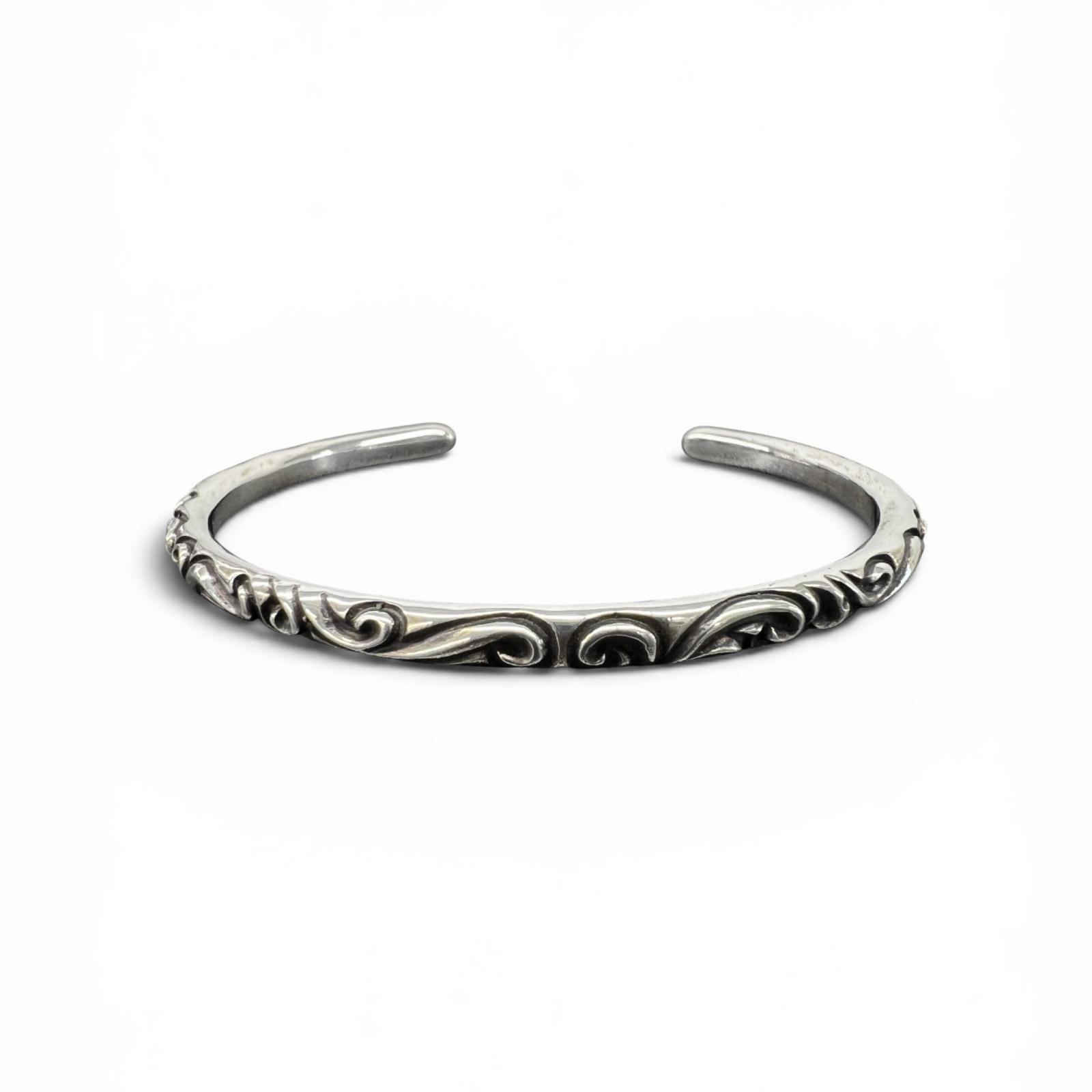 CHROME HEARTS 美品 クロムハーツ BANGLE SCROLL スクロール バングル シルバー インボイス・袋付属 ブレスレット アクセサリー ジュエリー クロム ABランク 中古 鑑定済 クロムバングル