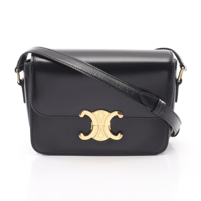 セリーヌ CELINE ティーン トリオンフ バッグ ショルダーバッグ バッグ レザー レディース ブラック系 188423BF4.38NO 【中古】