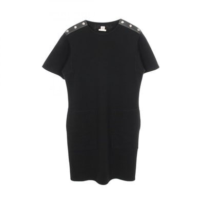 エルメス HERMES セリエボタン 半袖 ワンピース 衣料品 トップス ウール レディース ブラック系 【中古】