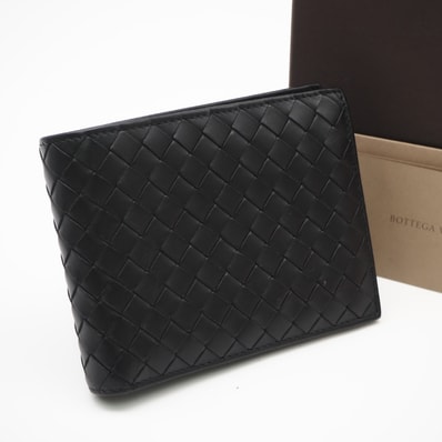 BOTTEGAVENETA ボッテガヴェネタ イントレチャート 二つ折り財布 113112 二つ折り財布 ブラック カーフレザー メンズ