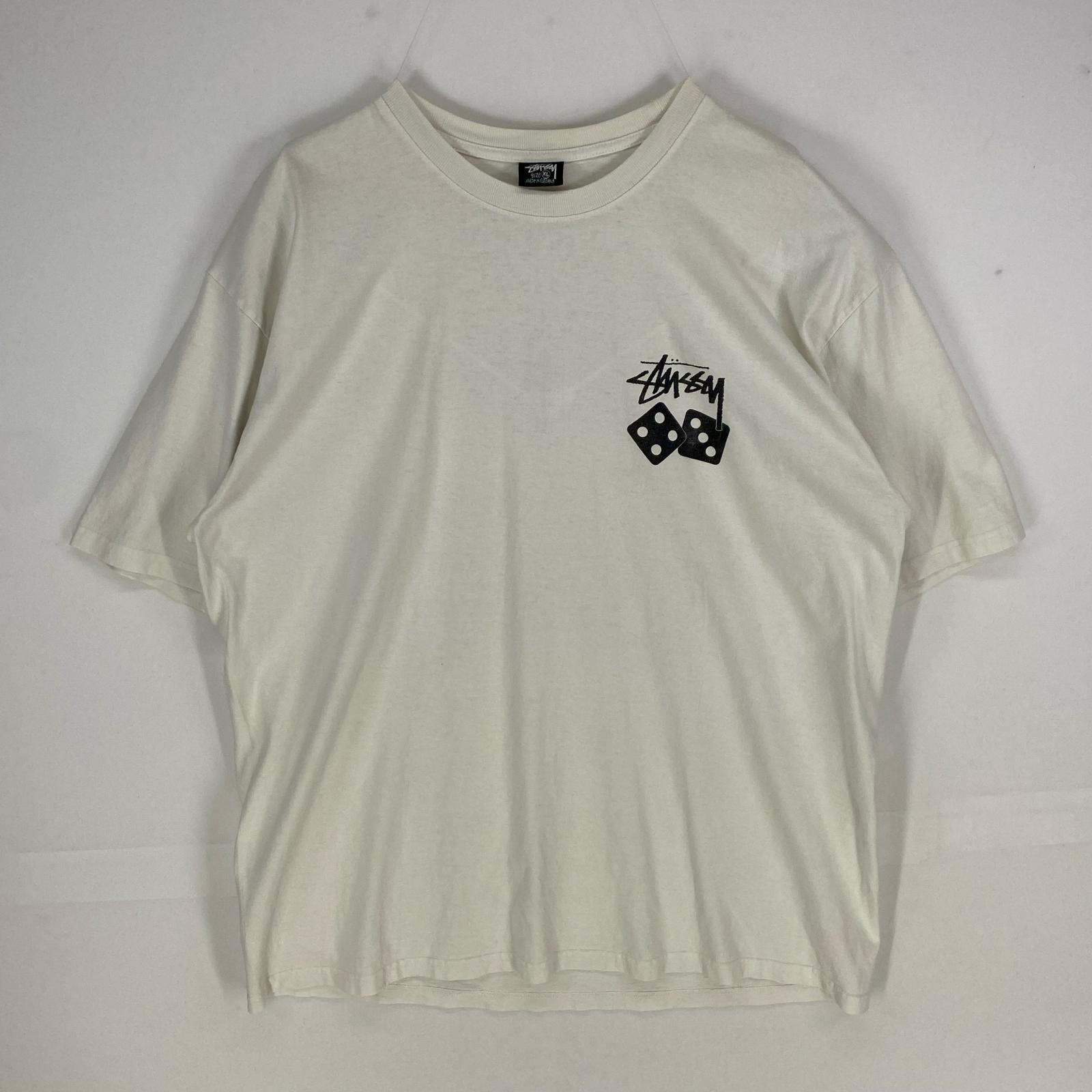 古着 ステューシー STUSSY 半袖Tシャツ クルーネック 大判 ショートスリーブ XL  ホワイト系 両面プリント メンズ