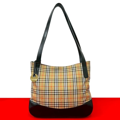 BURBERRY バーバリー ノバチェック 柄 キャンバス レザー トートバッグ ブラック
32379