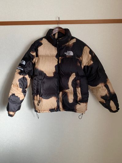 Supreme x The North Face Bleached Denim Print Nuptse Jacket "Black"