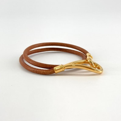 HERMES(エルメス) ジャンボ レザー ブレスレット ブラウン×ゴールド