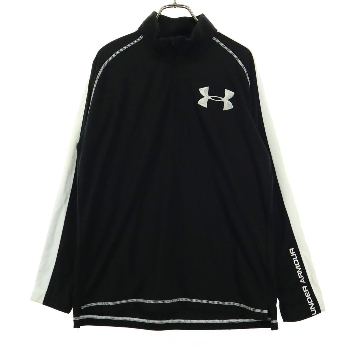 UNDER ARMOUR アンダーアーマー ワンポイント刺繍 長袖 トラックジャケット MD ブラック系 ハーフジップ