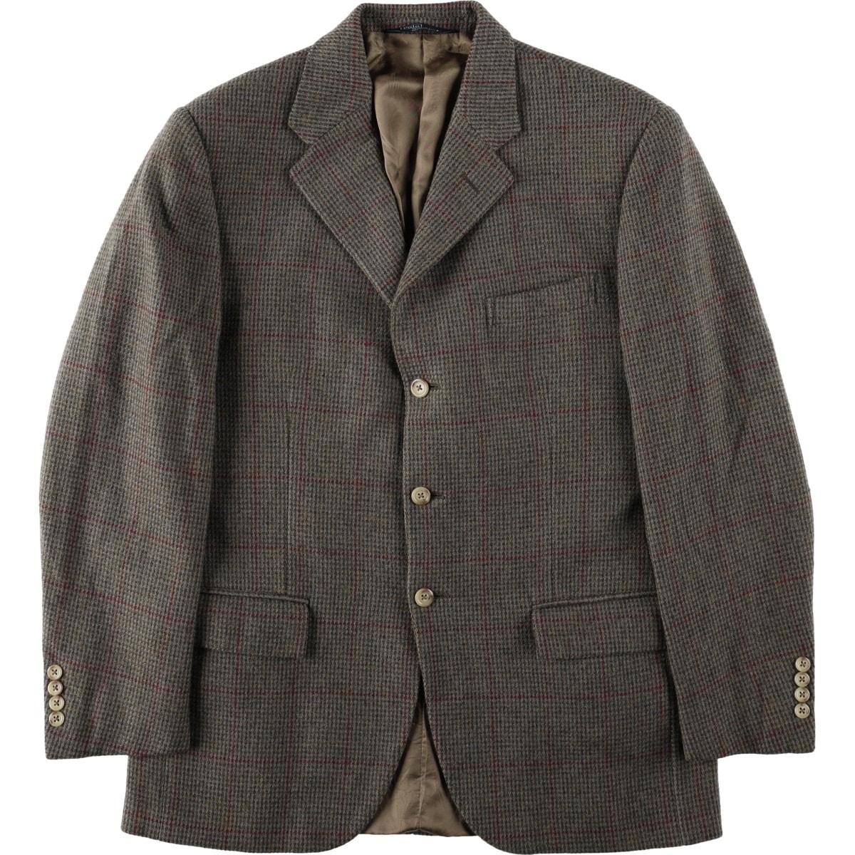 古着 ラルフローレン Ralph Lauren POLO by Ralph Lauren チェック柄 紺ブレザー テーラードジャケット イタリア製 メンズM相当/eaa669384