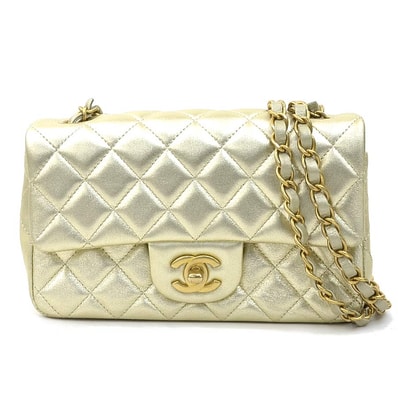 シャネル CHANEL ショルダーバッグ レザー ゴールド ゴールド レディース【中古】 90208a