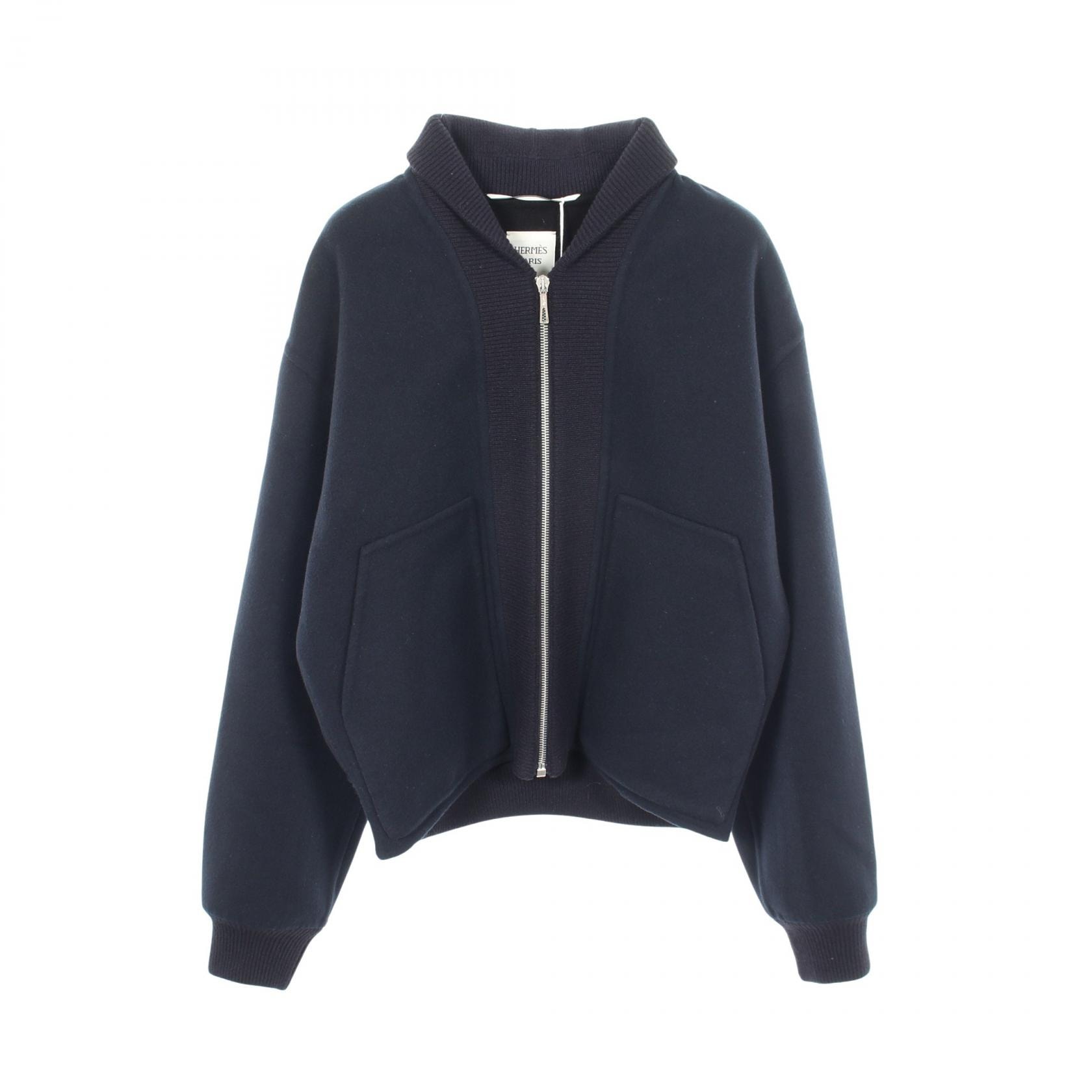 エルメス HERMES ジップアップ ニット 衣料品 アウター カシミヤ レディース ネイビー系 6E0118DB 【中古】