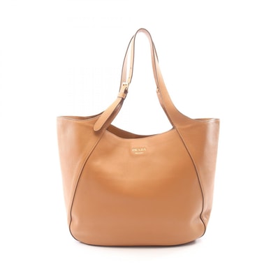 プラダ PRADA ロゴ トートバッグ バッグ レザー レディース ブラウン系 【中古】