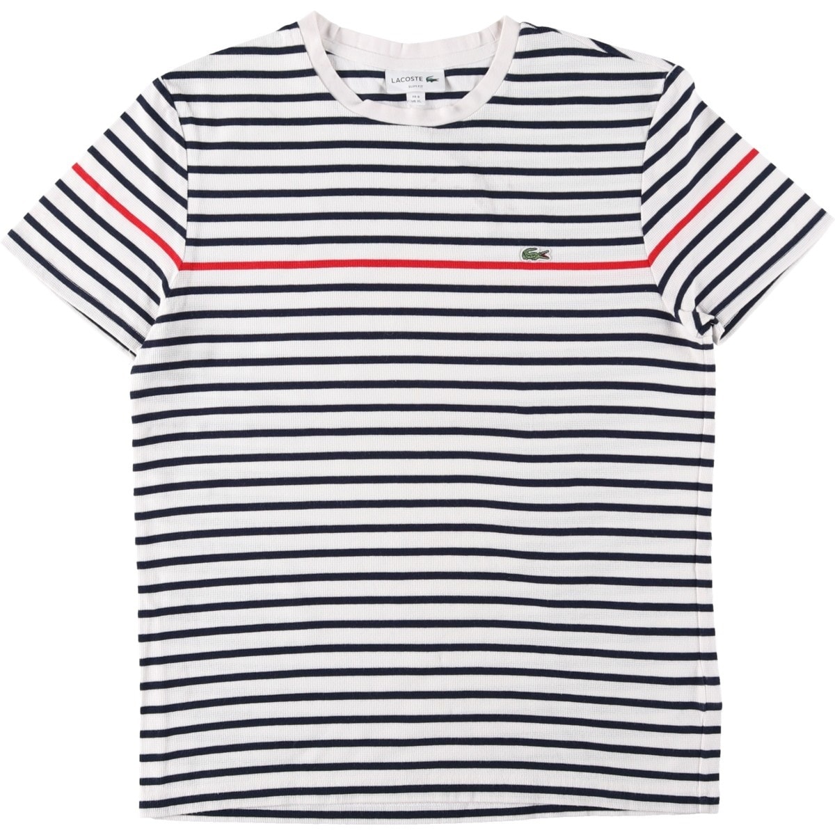古着 ラコステ LACOSTE SLIM FIT 鹿の子 半袖 ボーダーTシャツ メンズXL相当/eaa642004