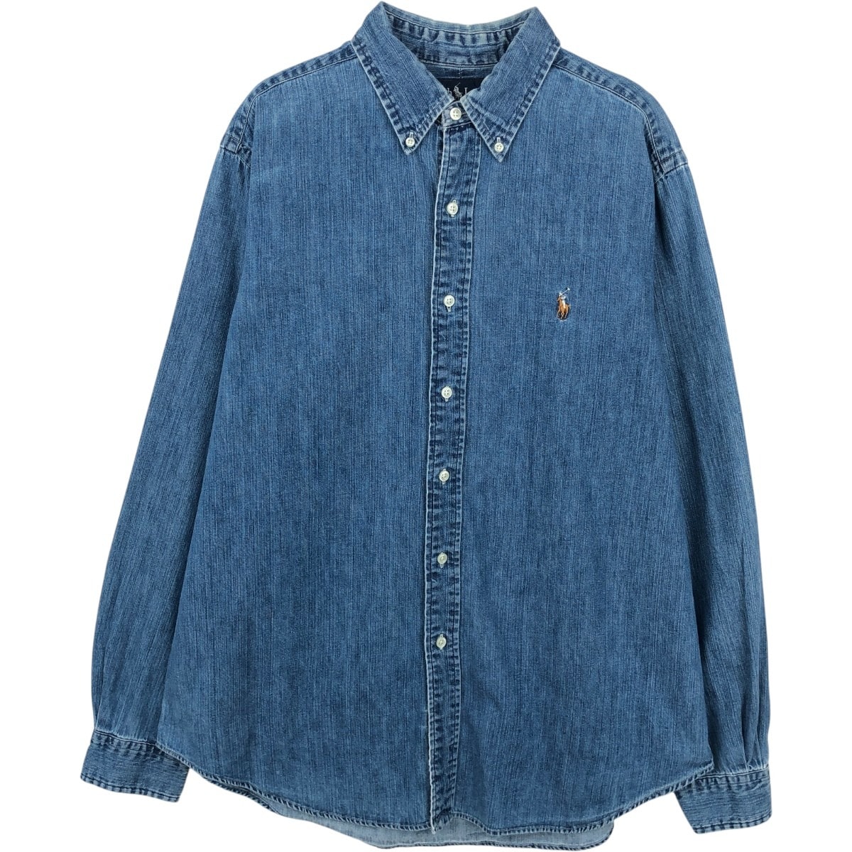 古着 ラルフローレン Ralph Lauren CLASSIC FIT クラシックフィット 長袖 ボタンダウンデニムシャツ メンズL相当/eaa666228
