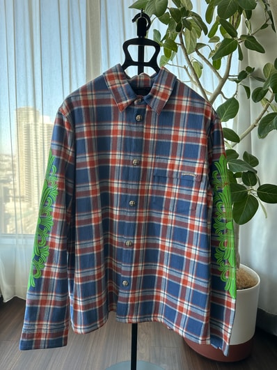 Chrome Hearts WORK'N Floral Cross Flannel Shirt "Blue/Red/Green"