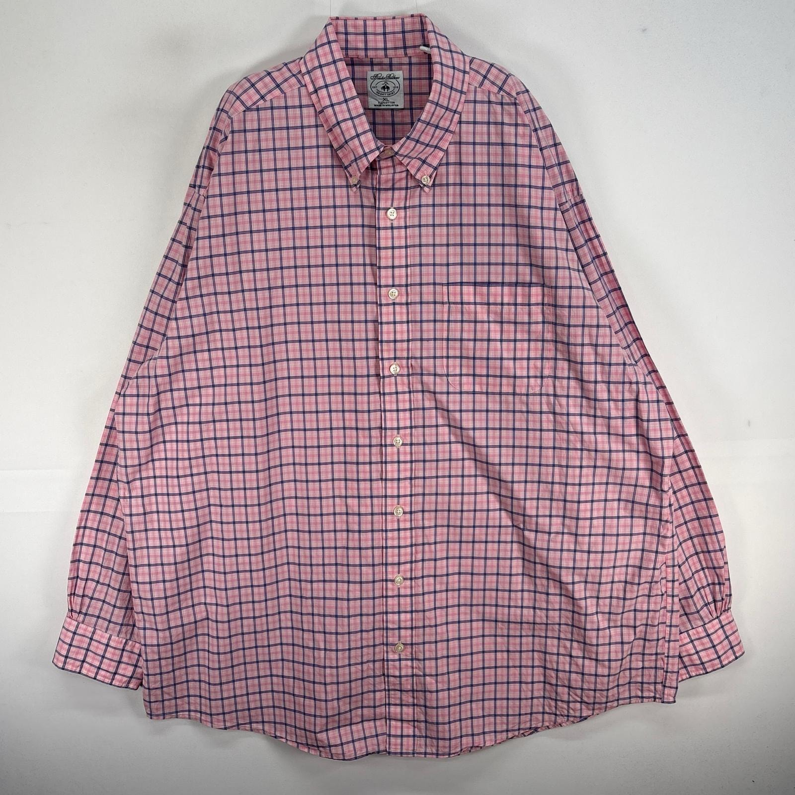 古着 ブルックスブラザーズ Brooks Brothers 長袖シャツ チェック 胸ポケ ボタンダウン XL  ピンク系 マルチカラー メンズ