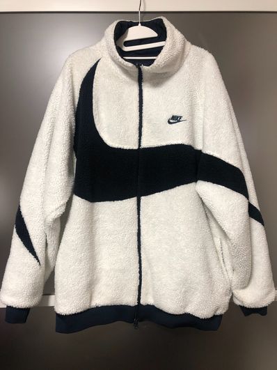 Nike Big Swoosh Reversible Boa Jacket "Sail/Dark Obsidian"