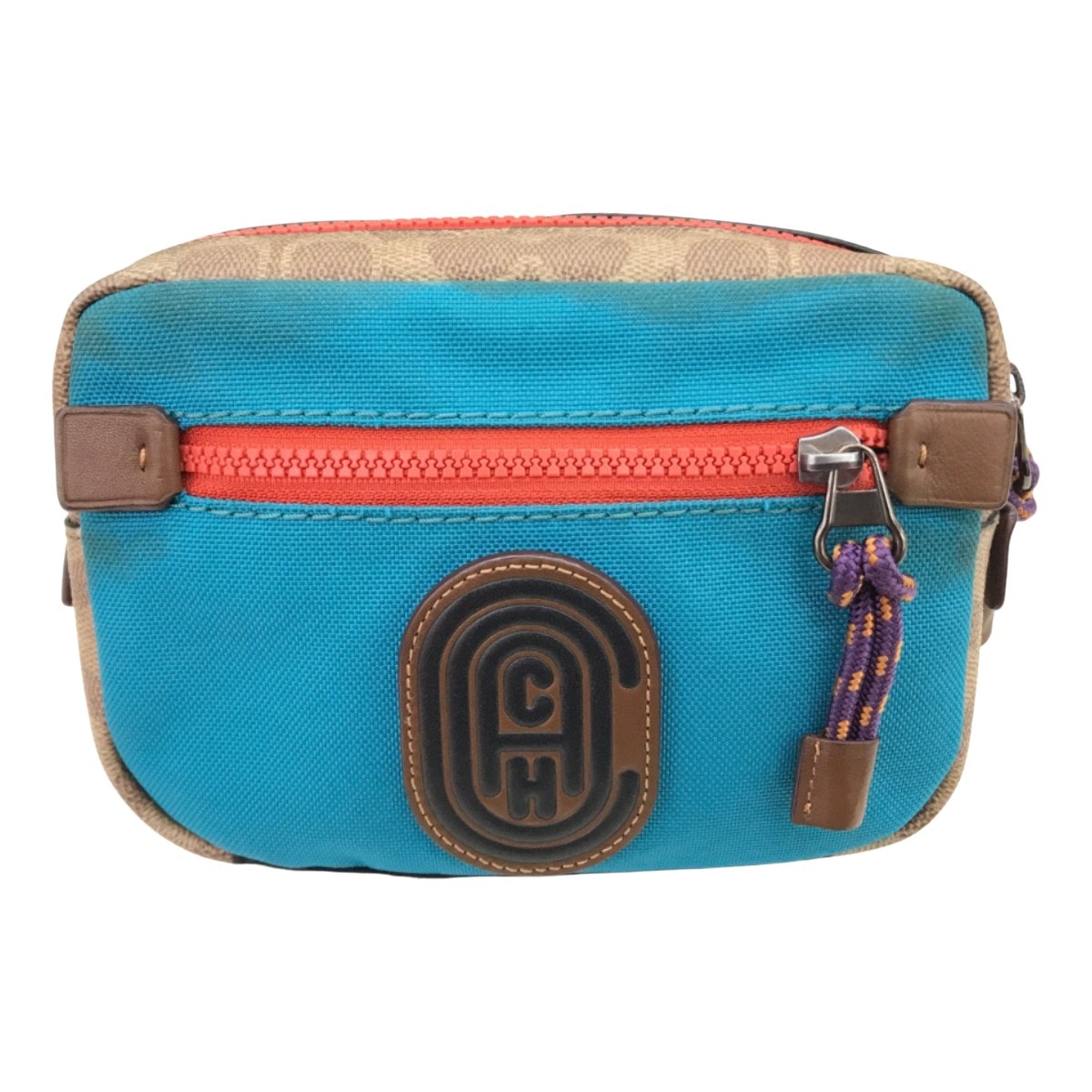 ▼▼COACH コーチ ウエストポーチ シグネチャー 76157 ブルー×ベージュ