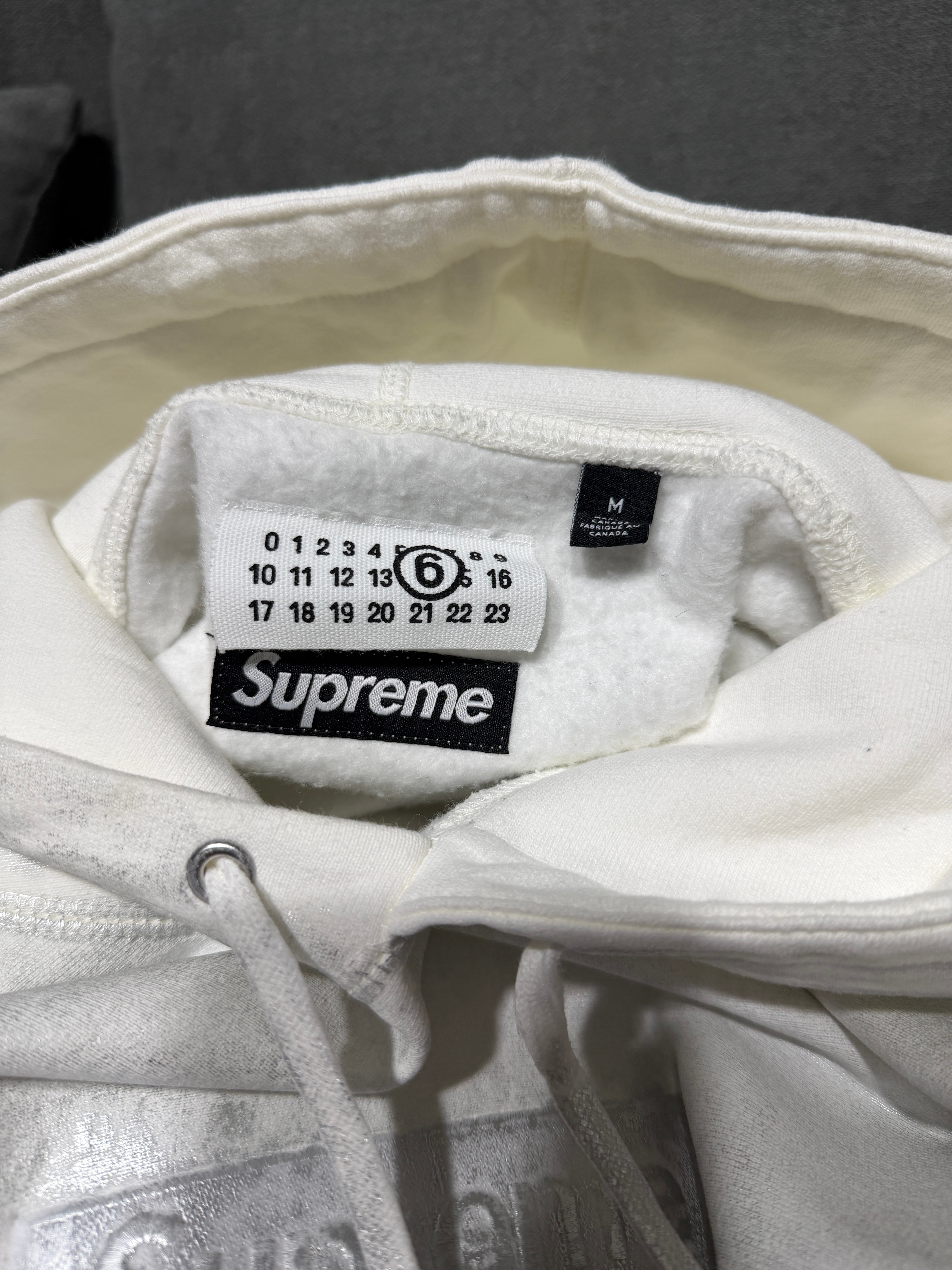 Supreme x MM6 Maison Margiela Foil Box Logo Hooded Sweatshirt "White"