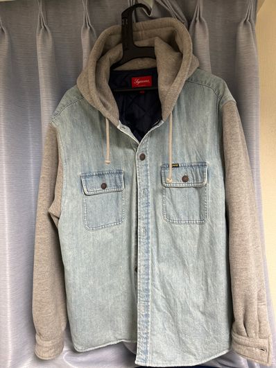 Supreme Fleece Hooded Denim Shirt "Blue"