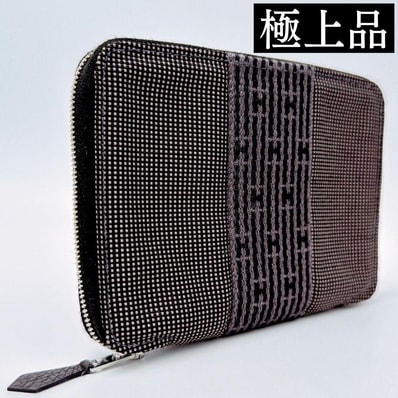 【極上品】HERMES エルメス エールライン パースPM 二つ折り財布 小銭入れあり グレー メンズ レディース
