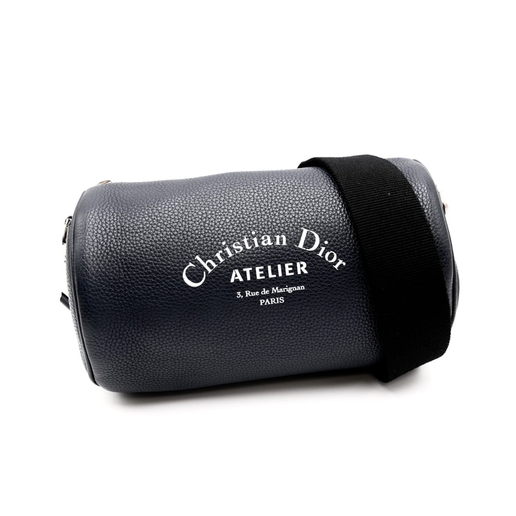 Christian Dior(クリスチャン ディオール)Atelier Roller アトリエ ローラー ショルダーバッグ クロスボディバッグ ネイビー レザー シルバー金具 メンズ【中古】