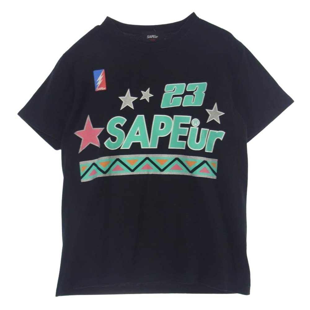 SAPEUR サプール Tシャツ Have a Nice Weekend Tee ロゴ プリント Tシャツ 半袖 ブラック系 L【中古】