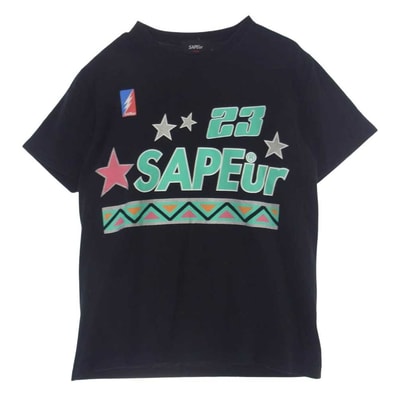 SAPEUR サプール Tシャツ Have a Nice Weekend Tee ロゴ プリント Tシャツ 半袖 ブラック系 L【中古】